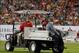 Mike James gets a ride on the dreaded cart