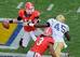 Nov 30, 2013; Atlanta, GA, USA; Georgia Tech Yellow Jackets defensive end Jeremiah Attaochu (45) sacks Georgia Bulldogs quarterback Hutson Mason (14) during the first quarter at Bobby Dodd Stadium. Mandatory Credit: Dale Zanine-USA TODAY Sports