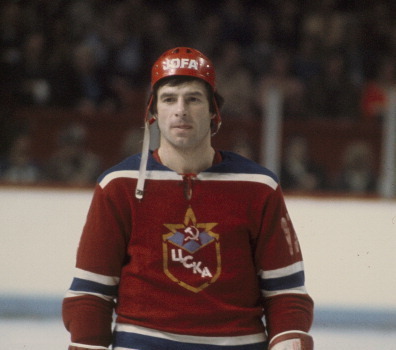 Russian hockey player Valeri Kharlamov, in the uniform of the Central