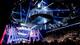 The Elimination Chamber descends from the ceiling.