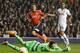 Tottenham's Hugo Lloris and Kyle Naughton look on helplessly at Rodrigo's curled effort gave Benfica a one-nil lead.