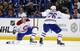 Dale Weise (left) celebrates his overtime goal.