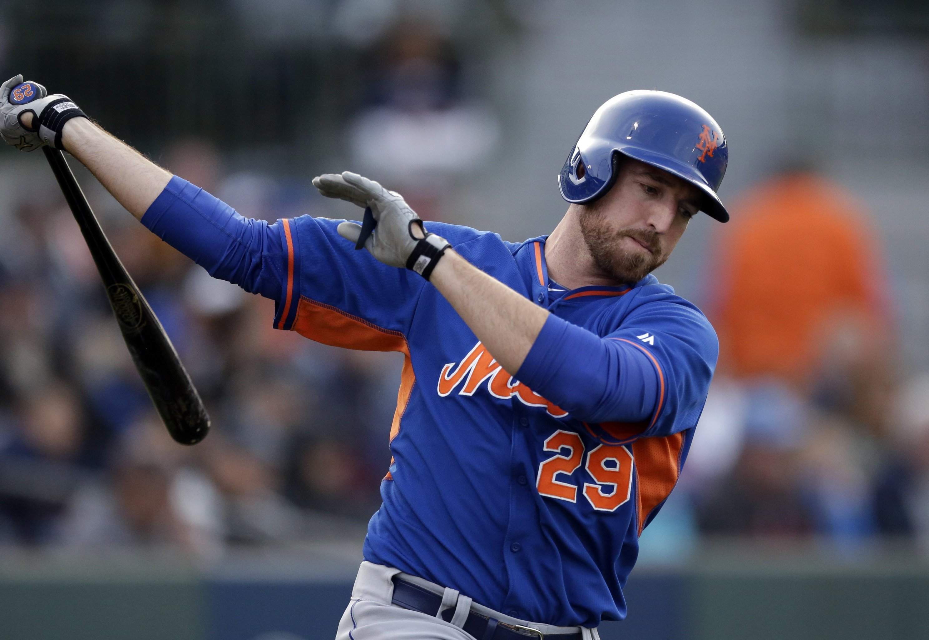 New York Mets infielder Ike Davis (#29) high fives outfielder Jeff