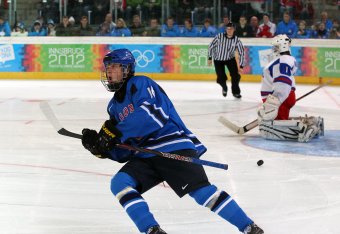 Kapanen celebrates a goal for Team Finland at the 2012 Youth Olympics.