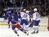 The New York Rangers celebrate a goal against the Montreal Canadiens in the 2014 Eastern Conference Final.