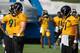 Josh Mauro and Stephon Tuitt paired up at end with the second team defense.