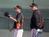 Giants manager Bruce Bochy keeps a watchful eye on son Brett.