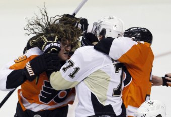 The Penguins are division and cross-state rivals for the Flyers.