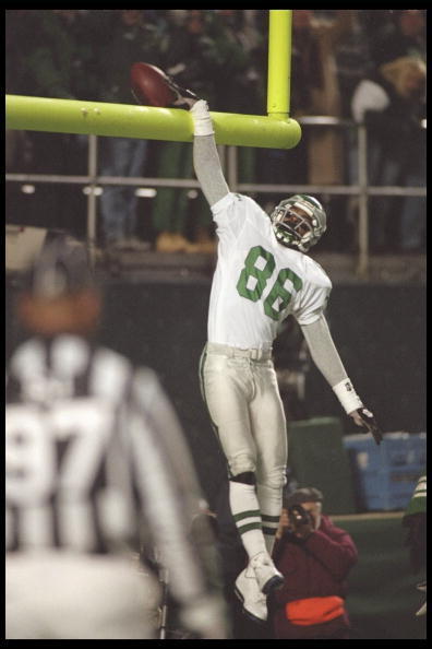 Kansas City Chiefs wide receiver Johnny Morton (80) celebrates a touchdown  in the fourth quarter with teammate wide receiver Eddie Kennison (87)  during NFL Monday Night Football on Dec. 13, 2004 at