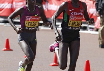 Edna Kiplagat kicks for home at the 2014 London Marathon