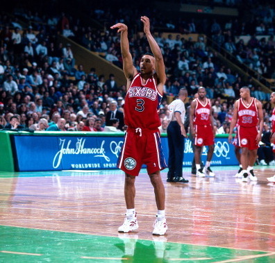 1994-95 Dana Barros Philadelphia 76ers Game Worn Jersey & Shorts