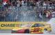 Joey Logano celebrates his victory