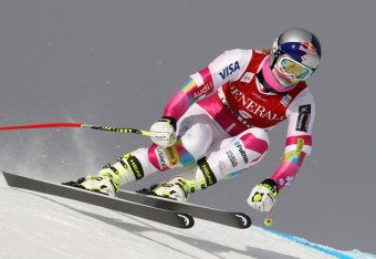 A welcome sight: Lindsey Vonn training in Lake Louise on Tuesday ahead of her scheduled return from injury in Friday's downhill.