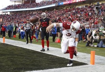 Cardinals quarterback Carson Palmer ended up scoring the game-winning touchdown in the fourth quarter.