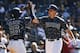 Alex Dickerson homered in four straight games before injuring his hip in an outfield collision.