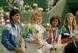 Gabriella Sabatini, Steffi Graf, Zina Garrison and Manuela Maleeva during the medal ceremony at the 1988 Olympics.