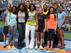 Sloane Stephens and Serena Williams (left) stand next to First Lady Michelle Obama. Christina McHale and Madison Keys (far right) at 2013 U.S. Open.