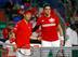 Kei Nishikori, left, and Milos Raonic pose before a 2015 Davis Cup match.