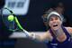 Johanna Konta hits a forehand during the 2016 China Open in Beijing.