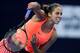 Madison Keys serves during the 2016 WTA Finals in Singapore.