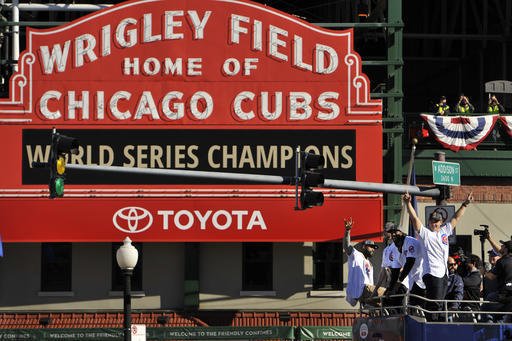 2016 World Series Chicago Cubs Commemorative Trophy With Postseason Stats