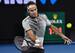 Roger Federer hits a forehand during the 2017 Australian Open.