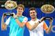 Siblings Alexander and Mischa hold up their doubles trophies at the Sud de France.