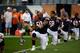 Chicago Bears inside linebacker Jerrell Freeman (50) warms up before an NFL preseason football game against the Denver Broncos, Thursday, Aug. 10, 2017, in Chicago. (AP Photo/Nam Y. Huh)