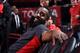 Harden, photographed not shooting a three.