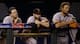 San Francisco Giants catcher Buster Posey, first baseman Brandon Belt and right fielder Hunter Pence.