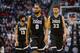 Silas Melson (0), Killian Tillie (33) and Josh Perkins (13)