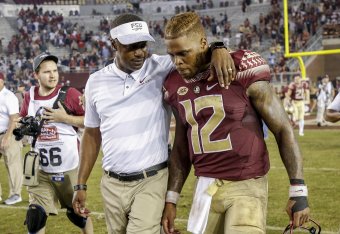 Florida State head coach Willie Taggart and QB Deondre Francois