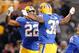 Pittsburgh's Darrin Hall (22) and Qadree Ollison (30)