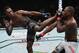 Israel Adesanya kicks Derek Brunson at UFC 230.