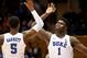 Duke's Zion Williamson (1) and RJ Barrett (5)