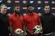 From left: John Lynch, Kwon Alexander, Dee Ford, Kyle Shanahan