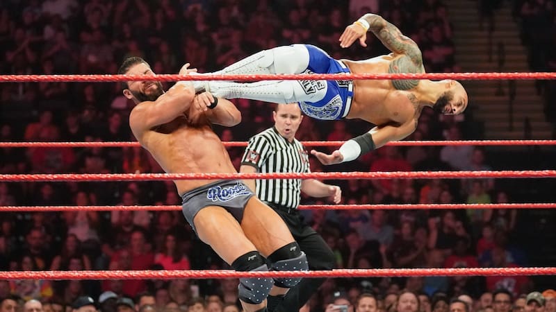 Raw six men tag team match