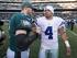 Philadelphia Eagles quarterback Carson Wentz (left) and Dallas Cowboys quarterback Dak Prescott (right)