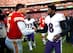 Kansas City Chiefs quarterback Patrick Mahomes (left) and Baltimore Ravens quarterback Lamar Jackson (right)