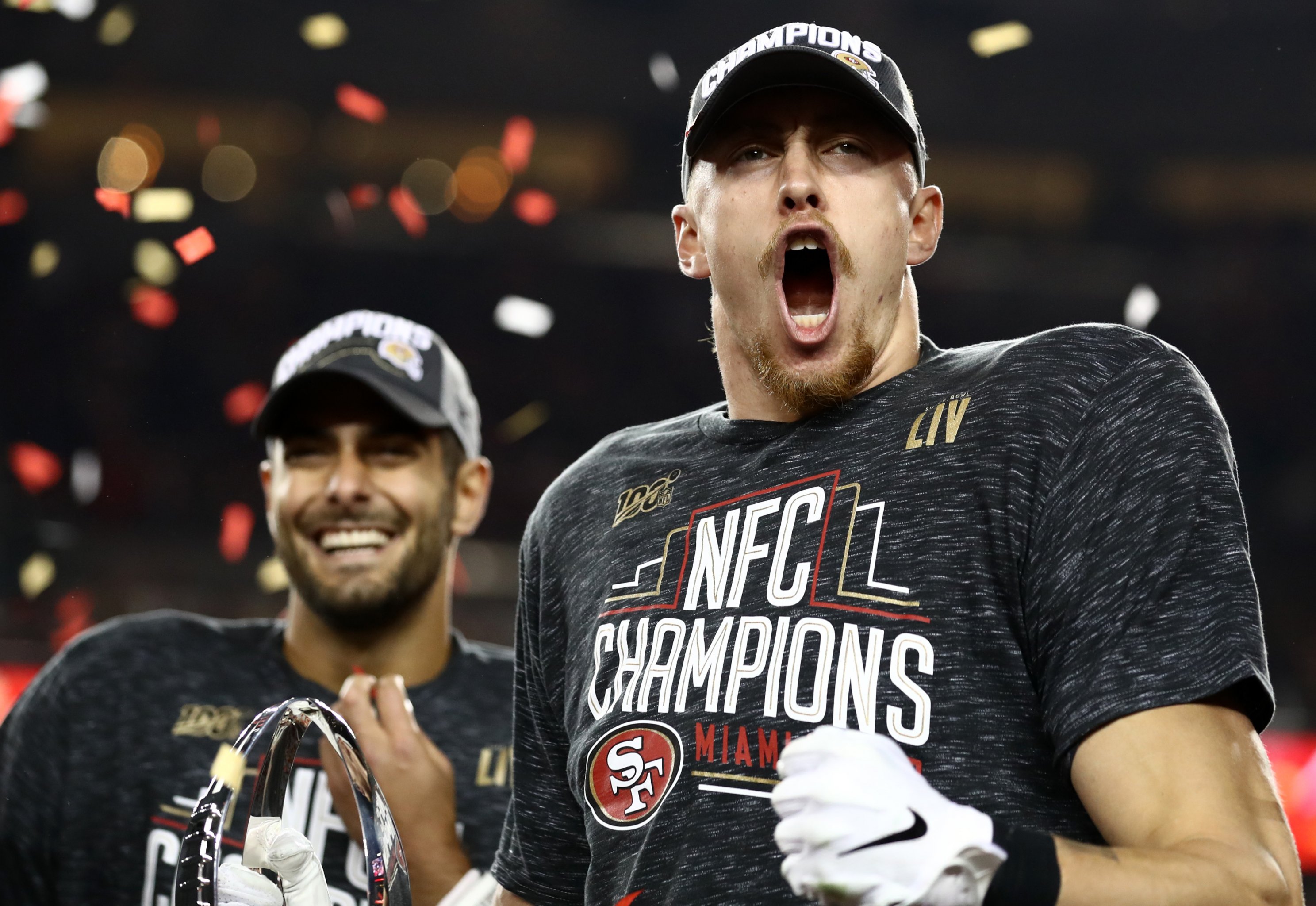 George Kittle Wore a Shirtless Jimmy G T-Shirt Following the NFC  Championship