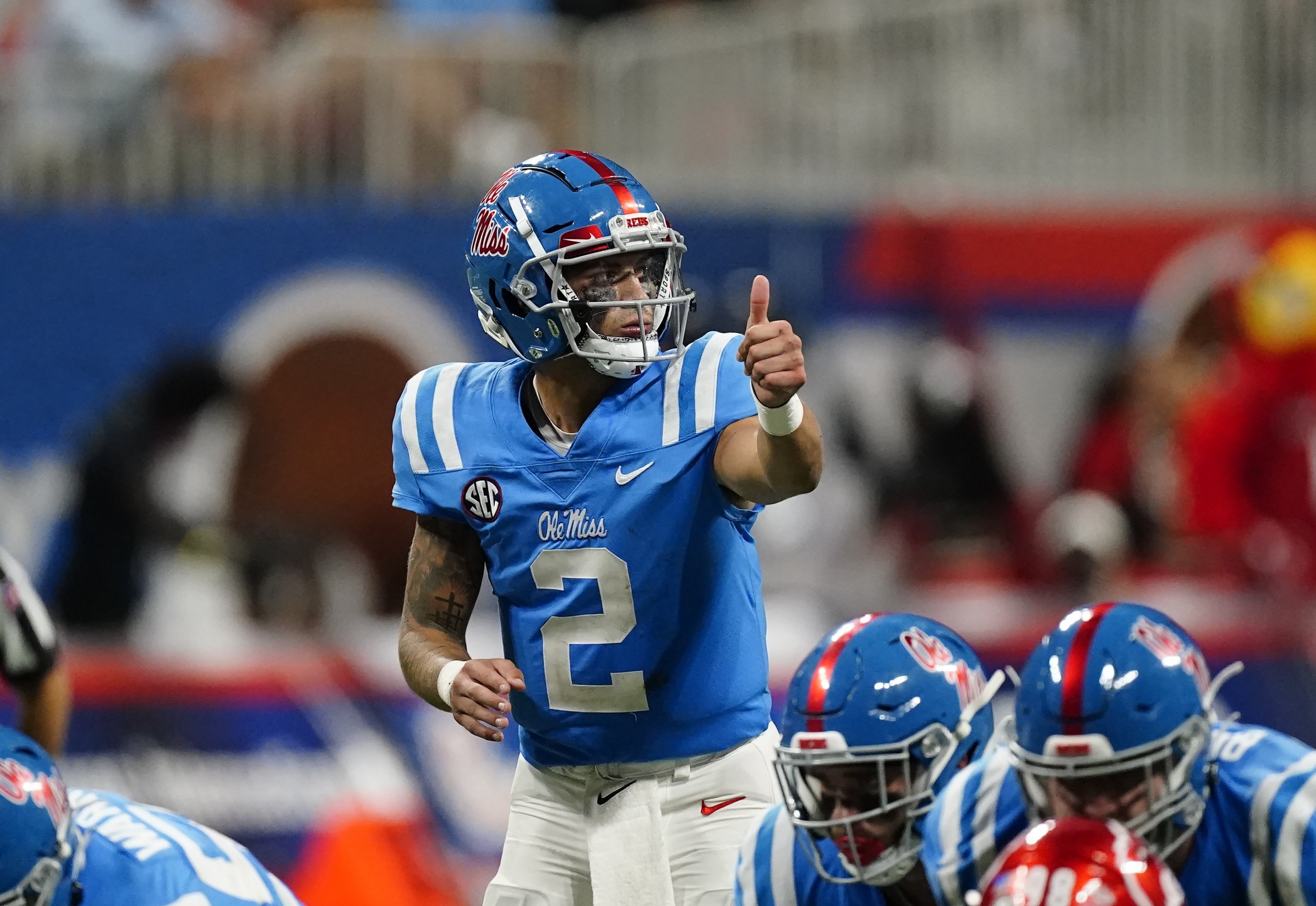 PHOTO: Ole Miss powder blue throwback helmets are out there