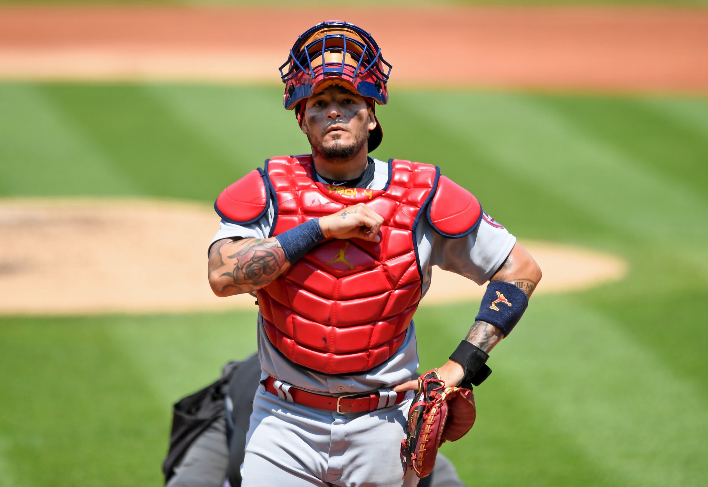 Baseball Bros on X: Yadier Molina's pink catchers gear for