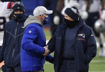 Bills head coach Sean McDermott (left) and Patriots head coach Bill Belichick (right)