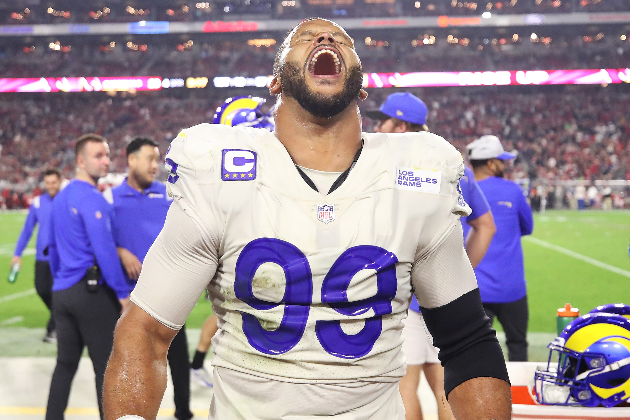 Los Angeles Rams defensive tackle Aaron Donald Los Angeles Rams defensive tackle Aaron Donald