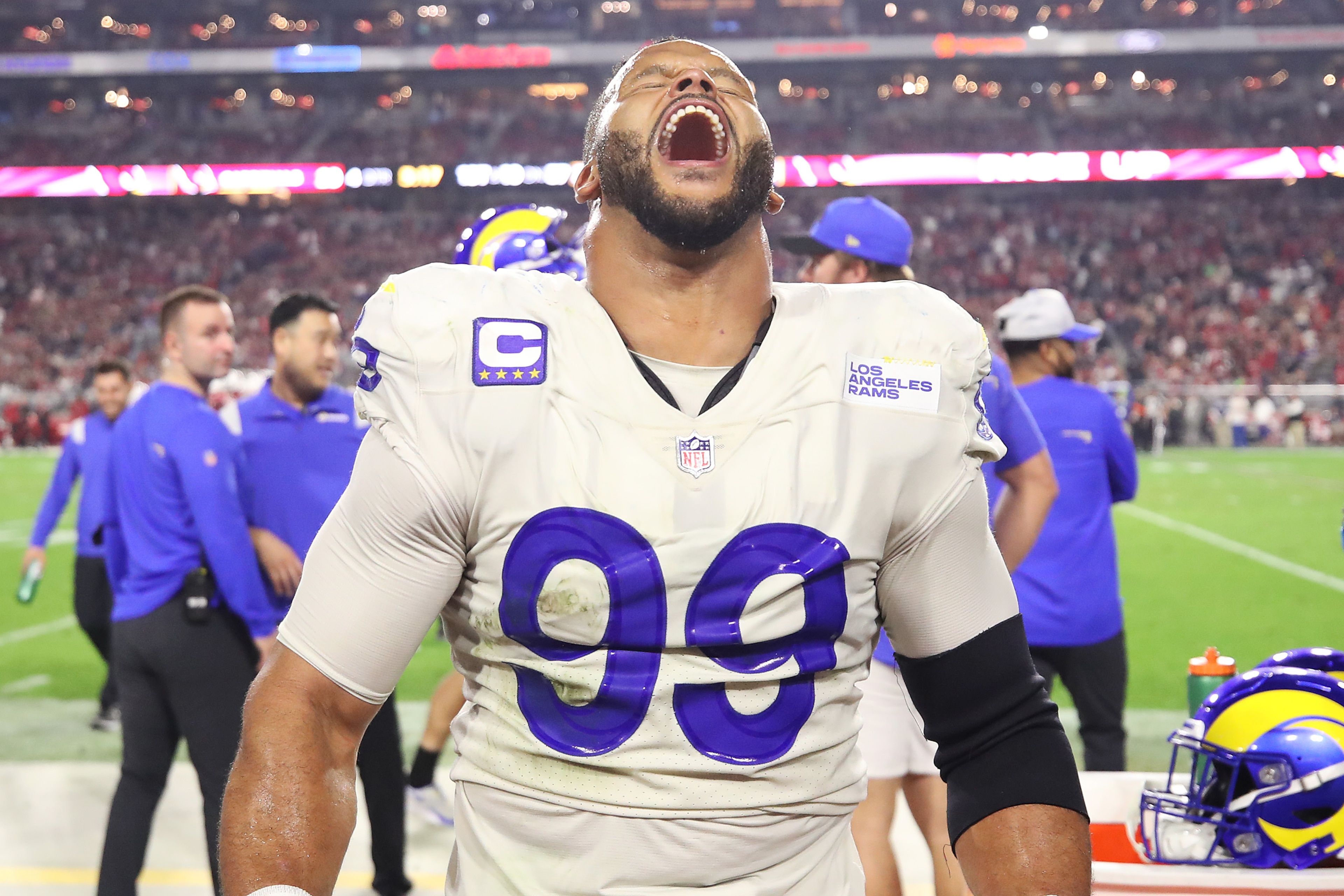 Los Angeles Rams defensive tackle Aaron Donald Los Angeles Rams defensive tackle Aaron Donald