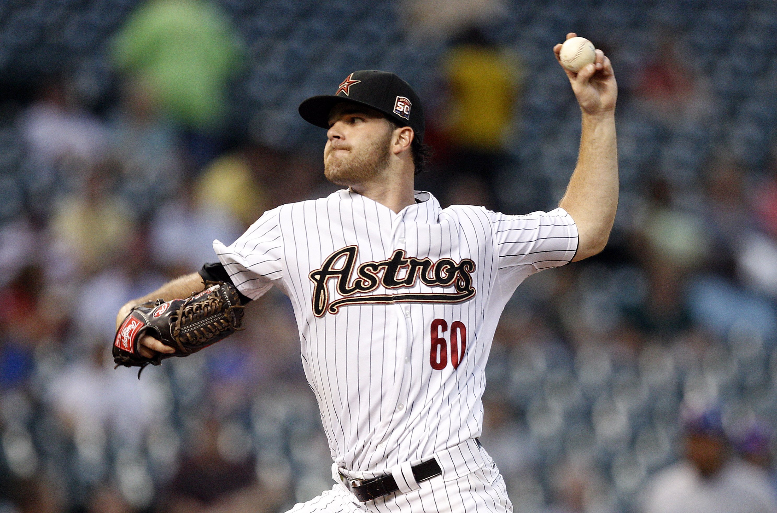 August 1, 2017: Houston Astros starting pitcher Mike Fiers (54) looks  serious on the mound during a Major League Baseball game between the  Houston Astros and the Tampa Bay Rays at Minute