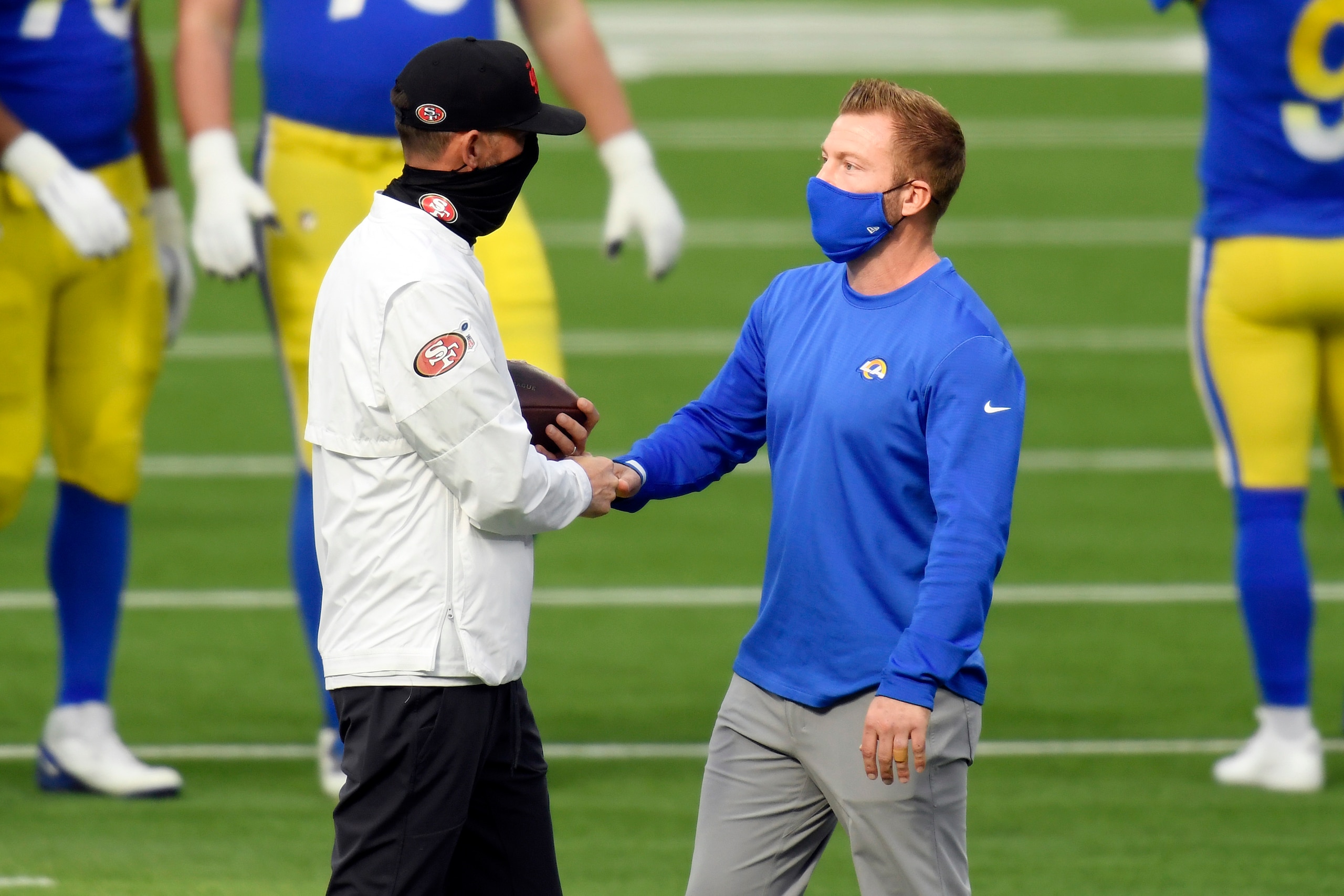 49ers head coach Kyle Shanahan (left) and Rams head coach Sean McVay (right)