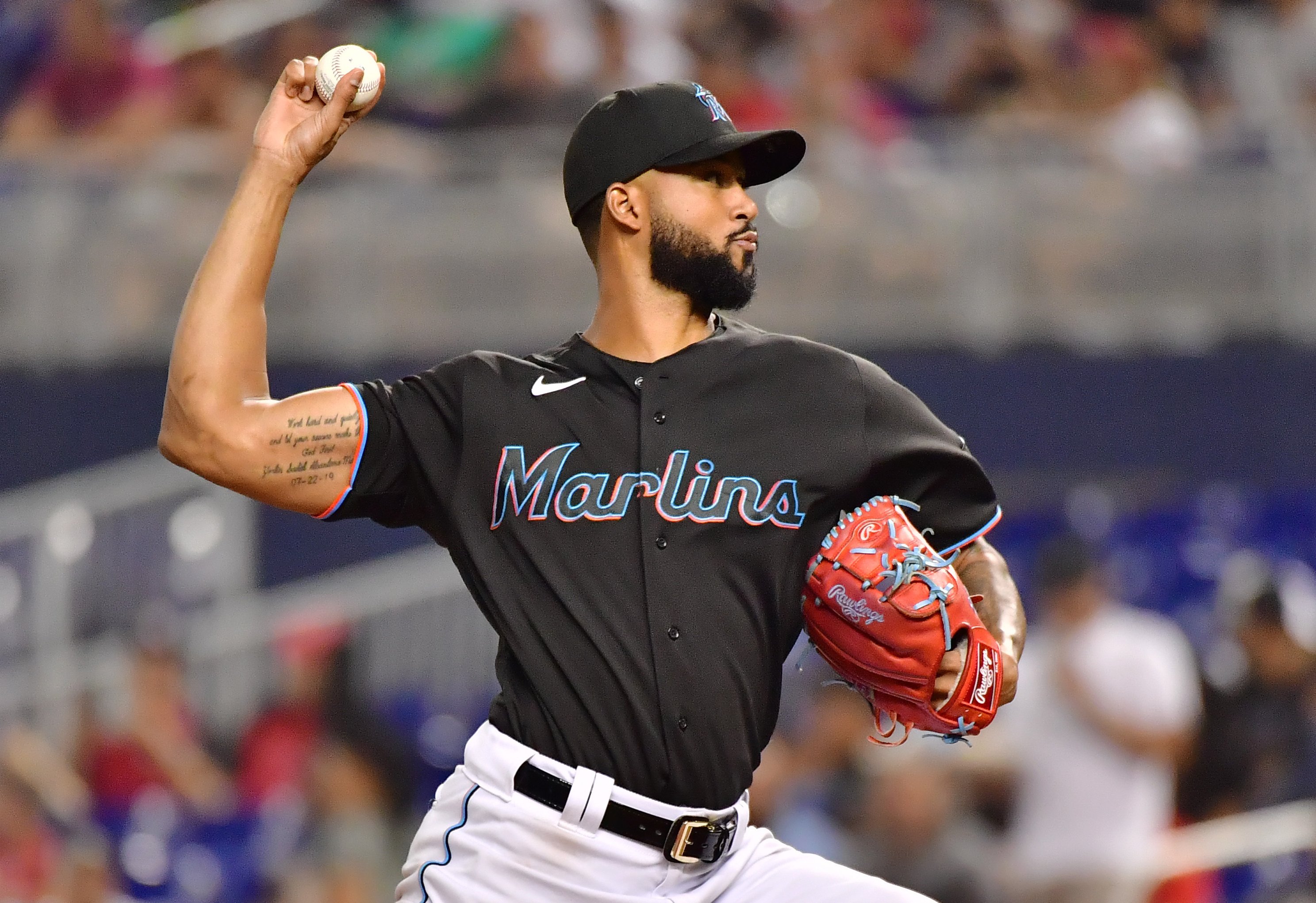 Marlins Black Crop Top